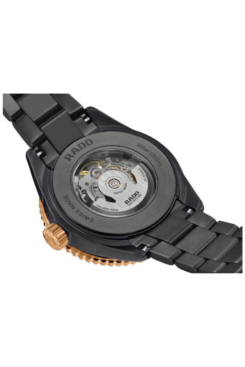 Captain Cook High Tech Ceramic Skeleton Bracelet Watch, 43mm, Alternate, color, BLACK