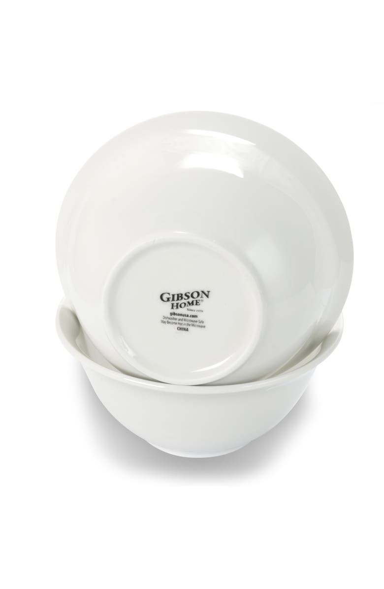 Gibson Home 2 Piece 7.5 Inch Ceramic All-Purpose Round Bowl Set, Alternate, color, White