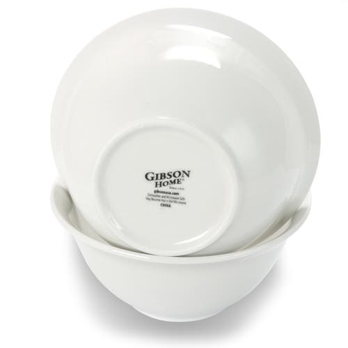 Gibson Home 2 Piece 7.5 Inch Ceramic All-purpose Round Bowl Set In White