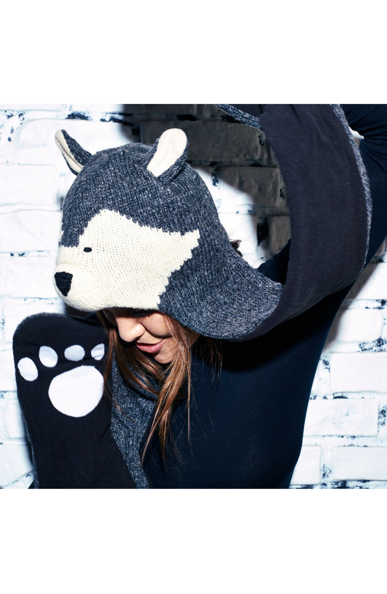 Nirvanna Designs Wolf Hatscarf, Alternate, color, Grey