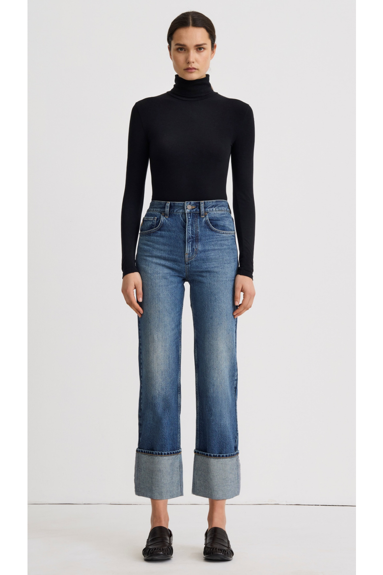 Hawk High Rise Cuffed Jean, Main, color, Faded Mid Blue