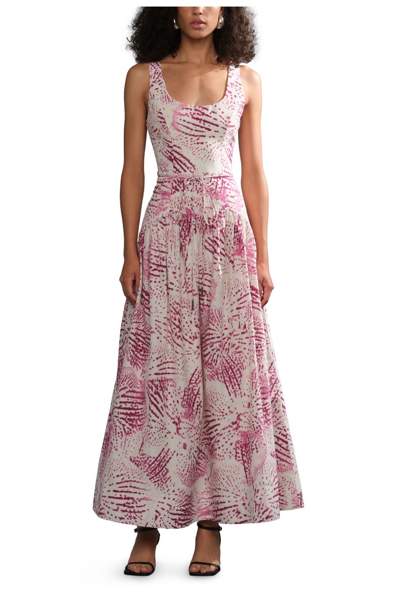 AMUR Salome drop waist dress, Alternate, color, Ivory Cellular Bloom