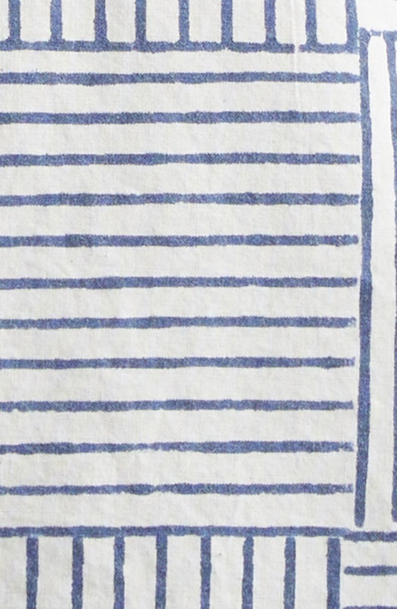 Drake's Weave Block Print Cotton Camp Shirt, Alternate, color, Navy And White