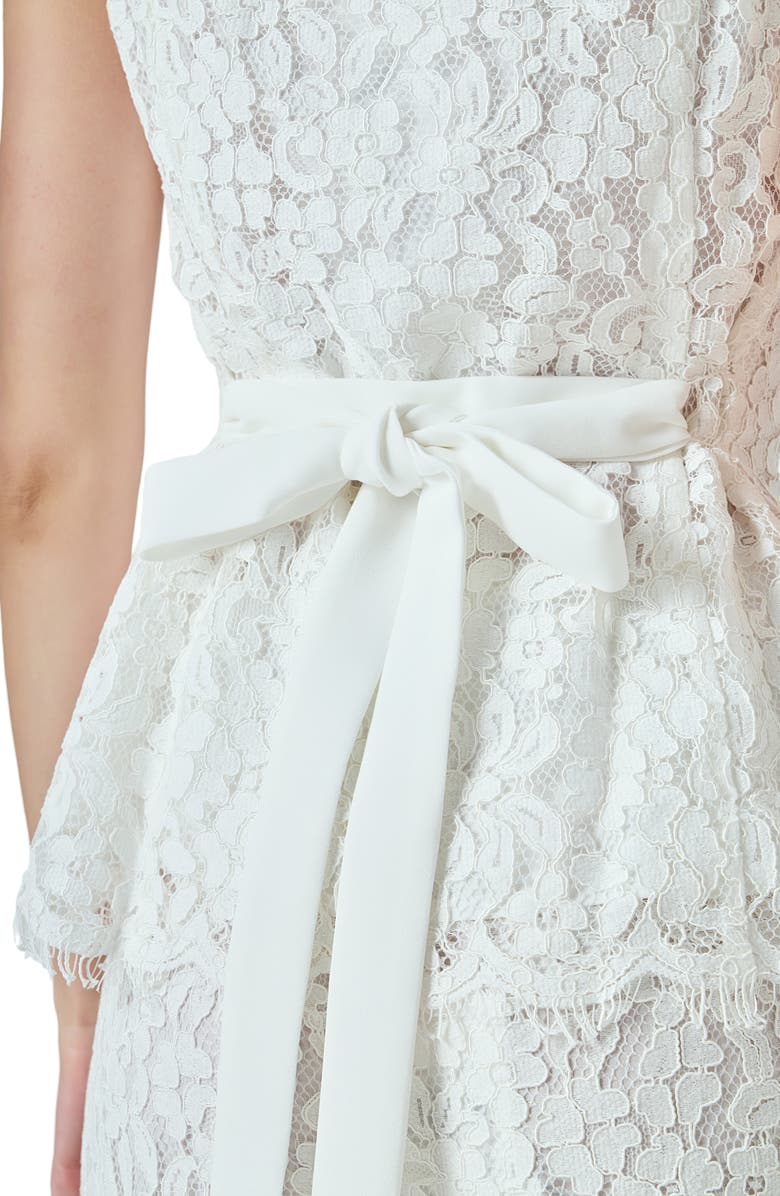 Endless Rose Lace Sleeveless Tie Back Top, Alternate, color, White