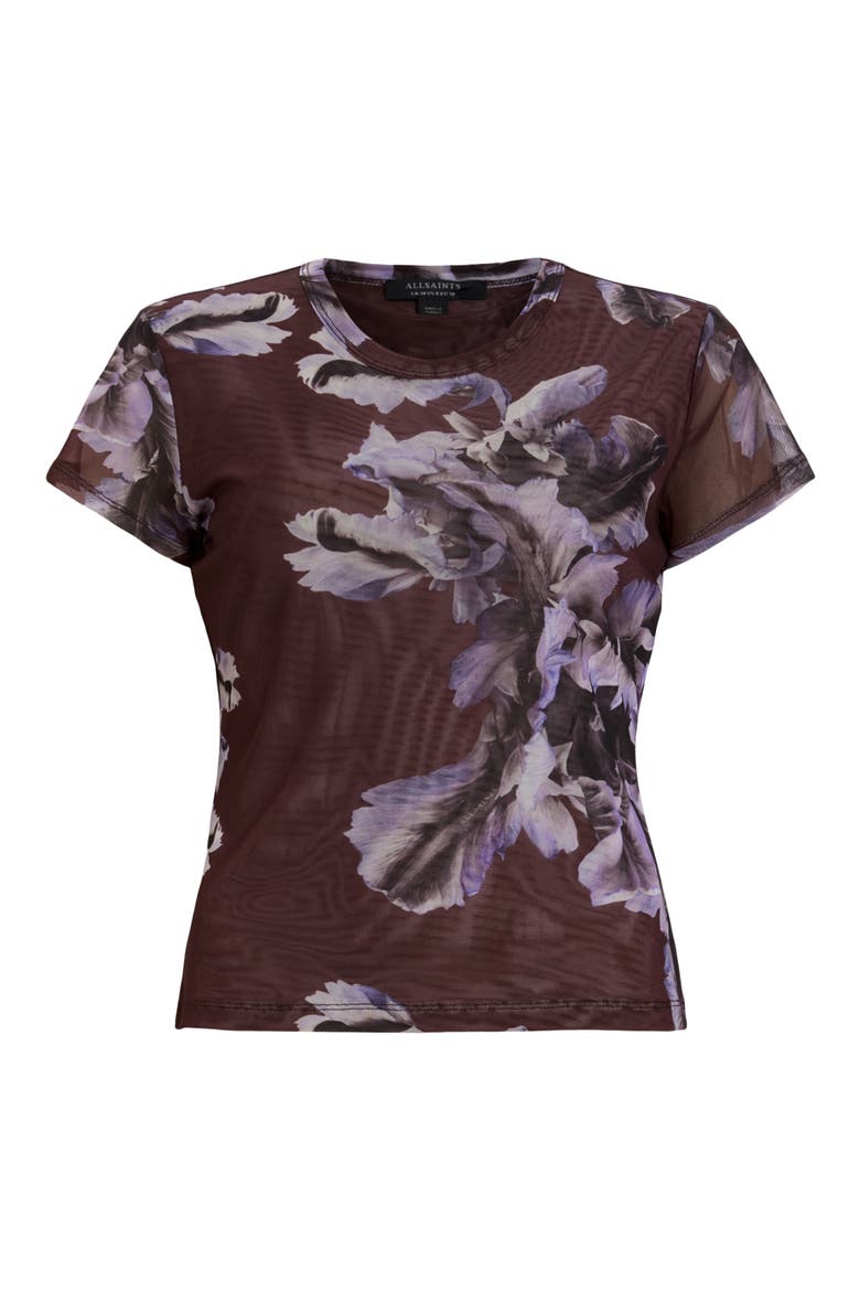 Ellie Floral Mesh T-Shirt, Alternate, color, MONICA OXBLOOD RED
