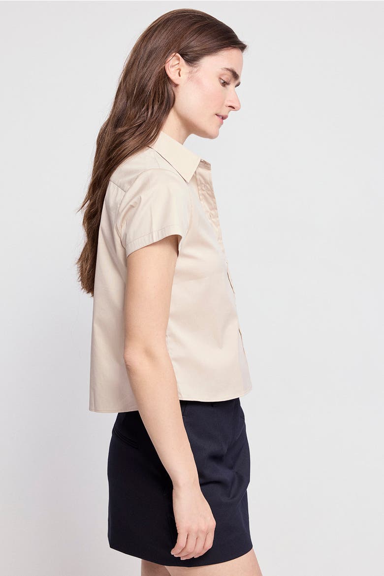 The Boxy Short Sleeve Cropped Shirt, Alternate, color, Taupe