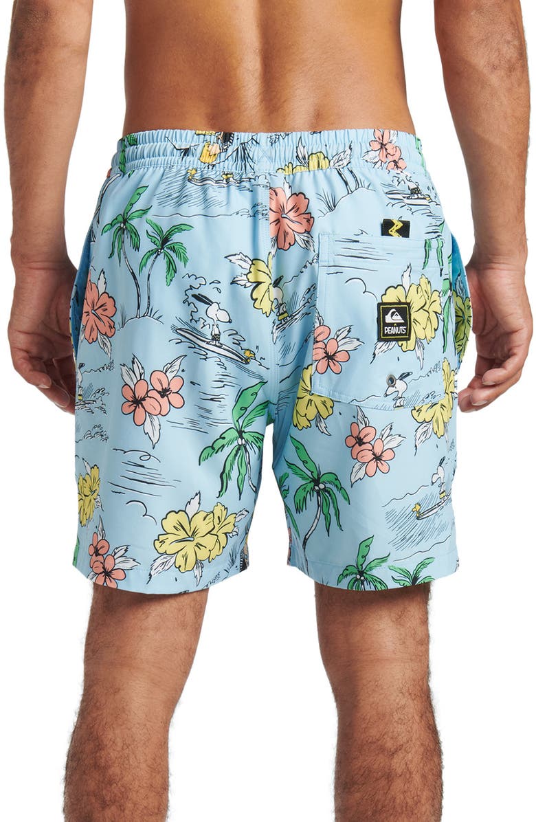 Quiksilver Snoopy Shred Recycled Polyester Blend Swim Trunks, Alternate, color, 