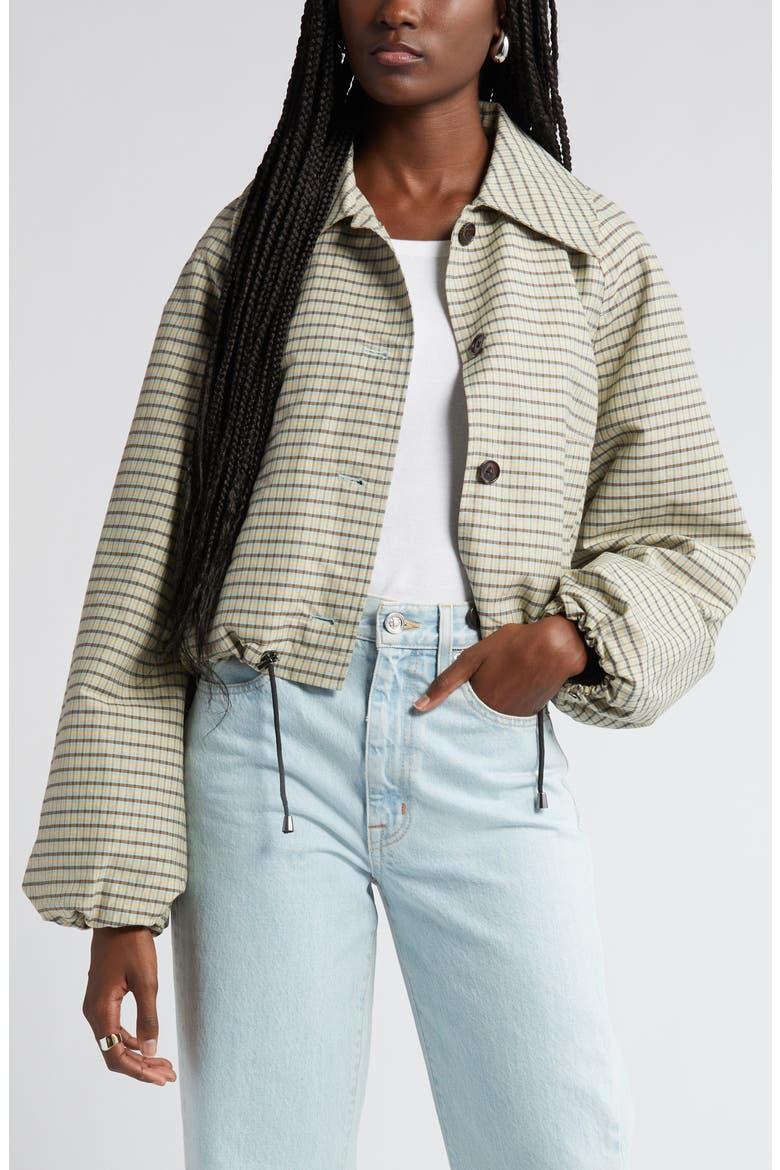 North Check Cotton & Linen Jacket, Alternate, color, SAGE MINI CHECK