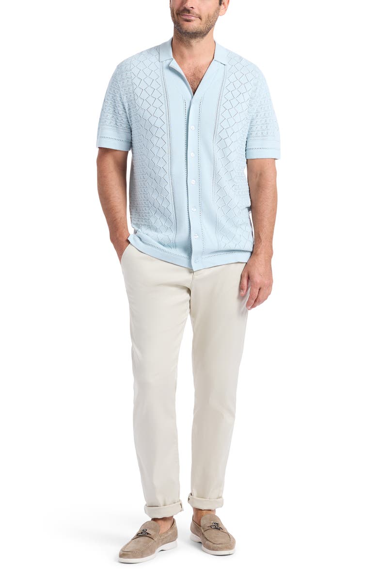 Robert Graham Delmar Pointelle Cotton Button-Up Sweater, Alternate, color, Light Blue