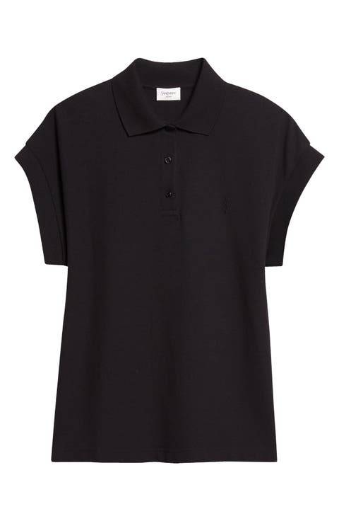 Cotton Blend Cap Sleeve Polo