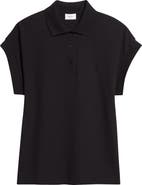 Saint Laurent Cotton Blend Cap Sleeve Polo