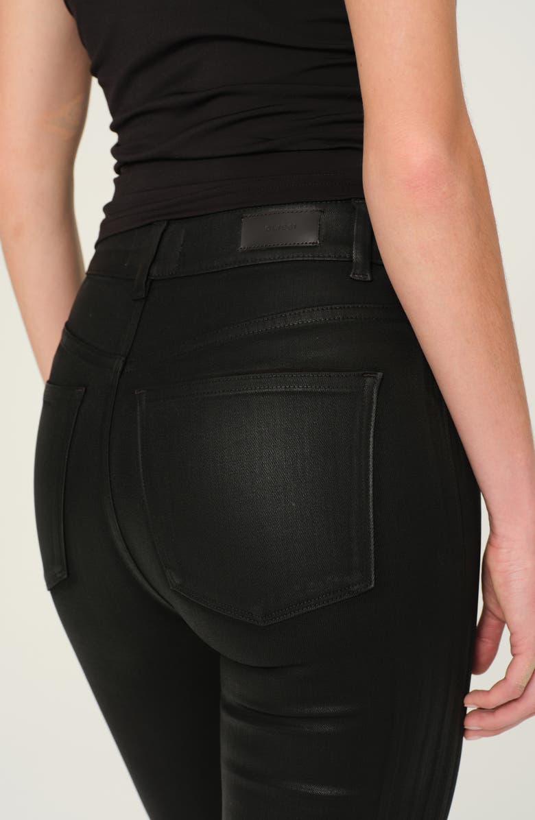 DL1961 Halle Instasculpt Raw Hem High Waist Ankle Straight Leg Jeans, Alternate, color, Black Coated