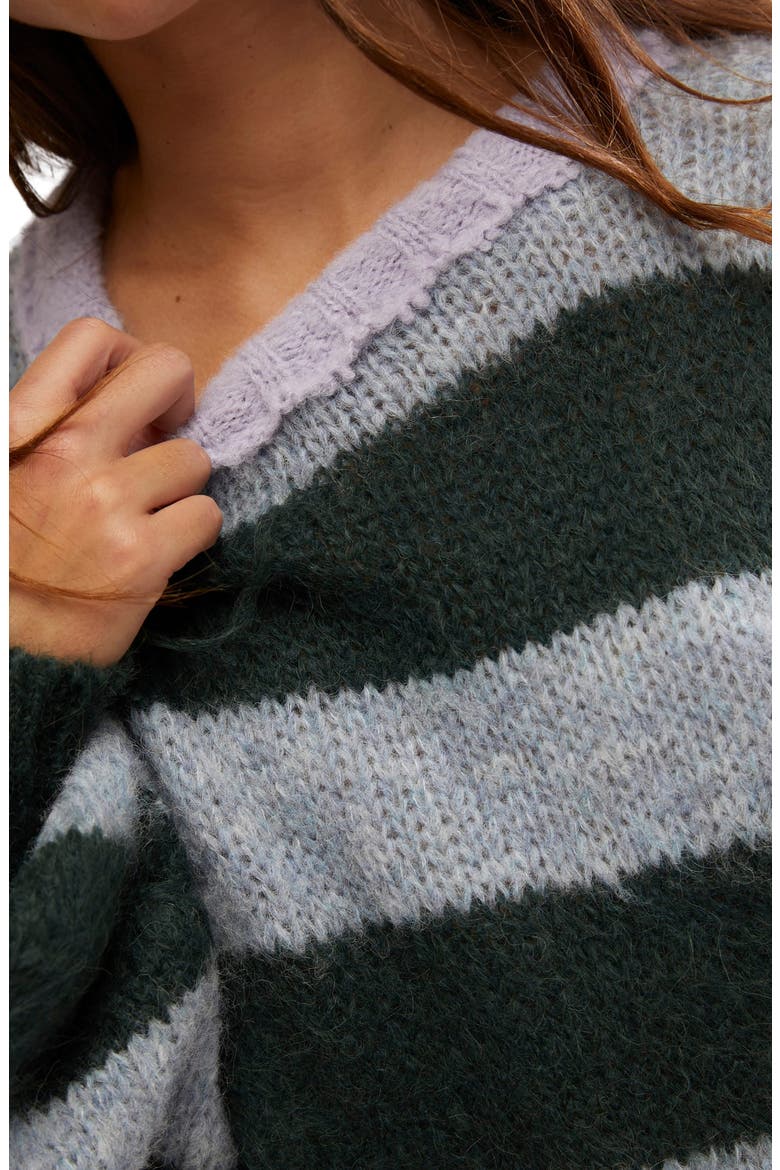 Paris Stripe Oversize Alpaca & Wool Blend Sweater, Alternate, color, FOREST CLOUD COMBO