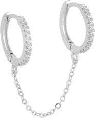 BY ADINA EDEN Double Huggie Chain CZ Earring