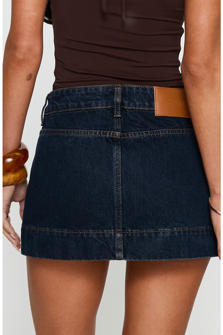 Warna Low Rise Denim Miniskirt, Alternate, color, DARK WASH