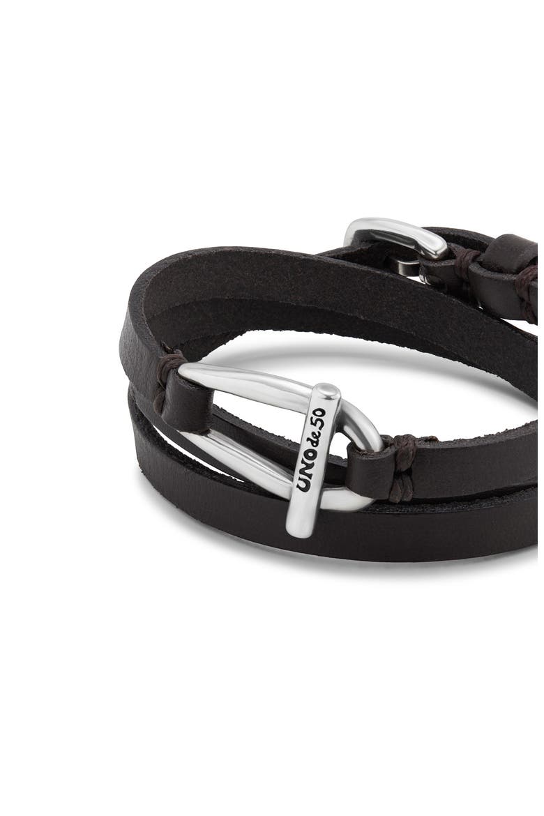 Leather Link Bracelet, Alternate, color, Silver