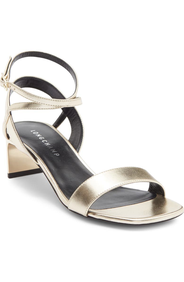 Longchamp Ankle Strap Sandal, Main, color, Pale Gold