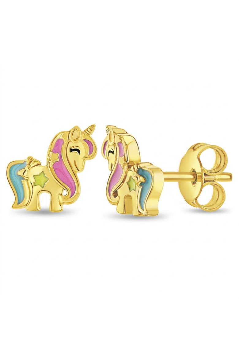 Miss Unicorn Gold Plated Earrings, Main, color, Pink