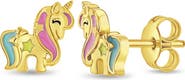 In Season Jewelry Miss Unicorn Gold Plated Earrings