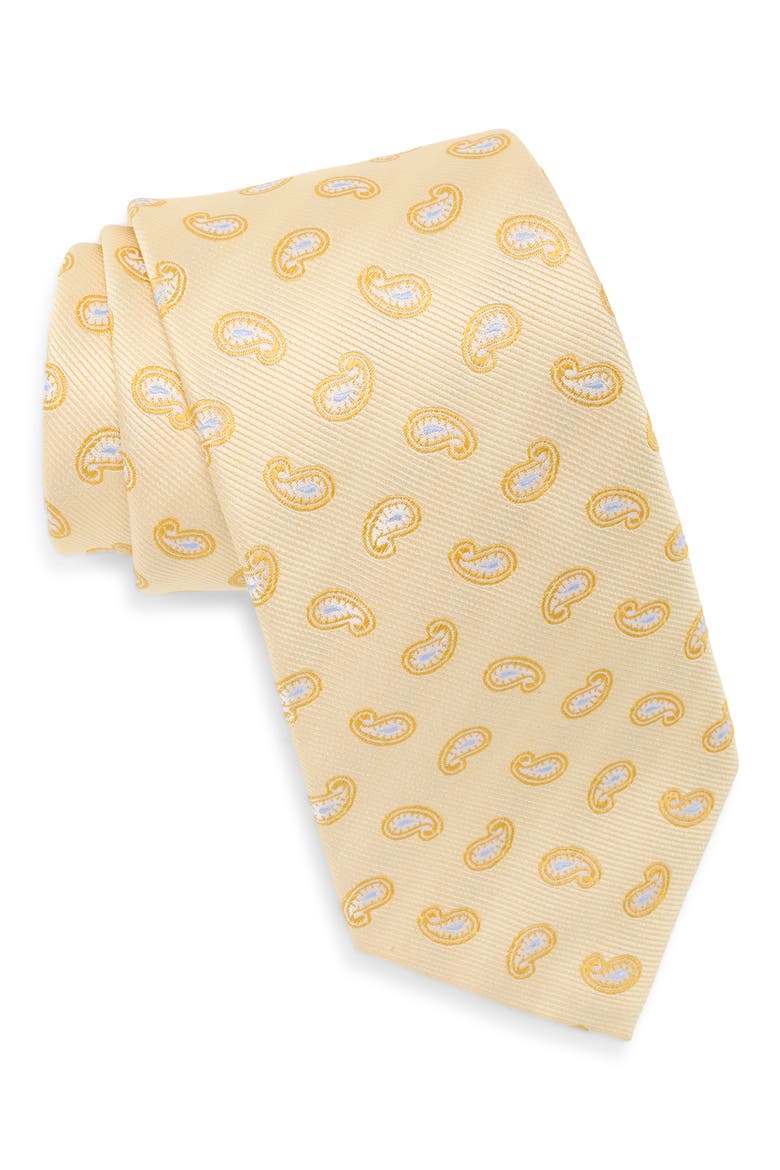 Paisley Silk Tie, Main, color, YELLOW