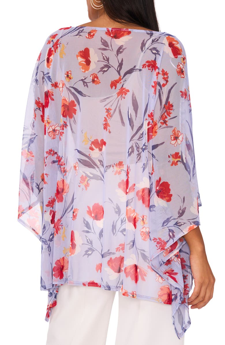 Chaus Floral Overlay Mesh Cape, Alternate, color, Denim