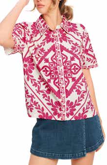 Floral Short Sleeve Button-Up Shirt