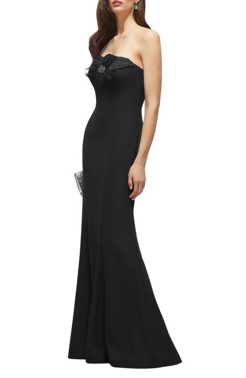 Dessy Collection Floral Embellished Strapless Gown In Black