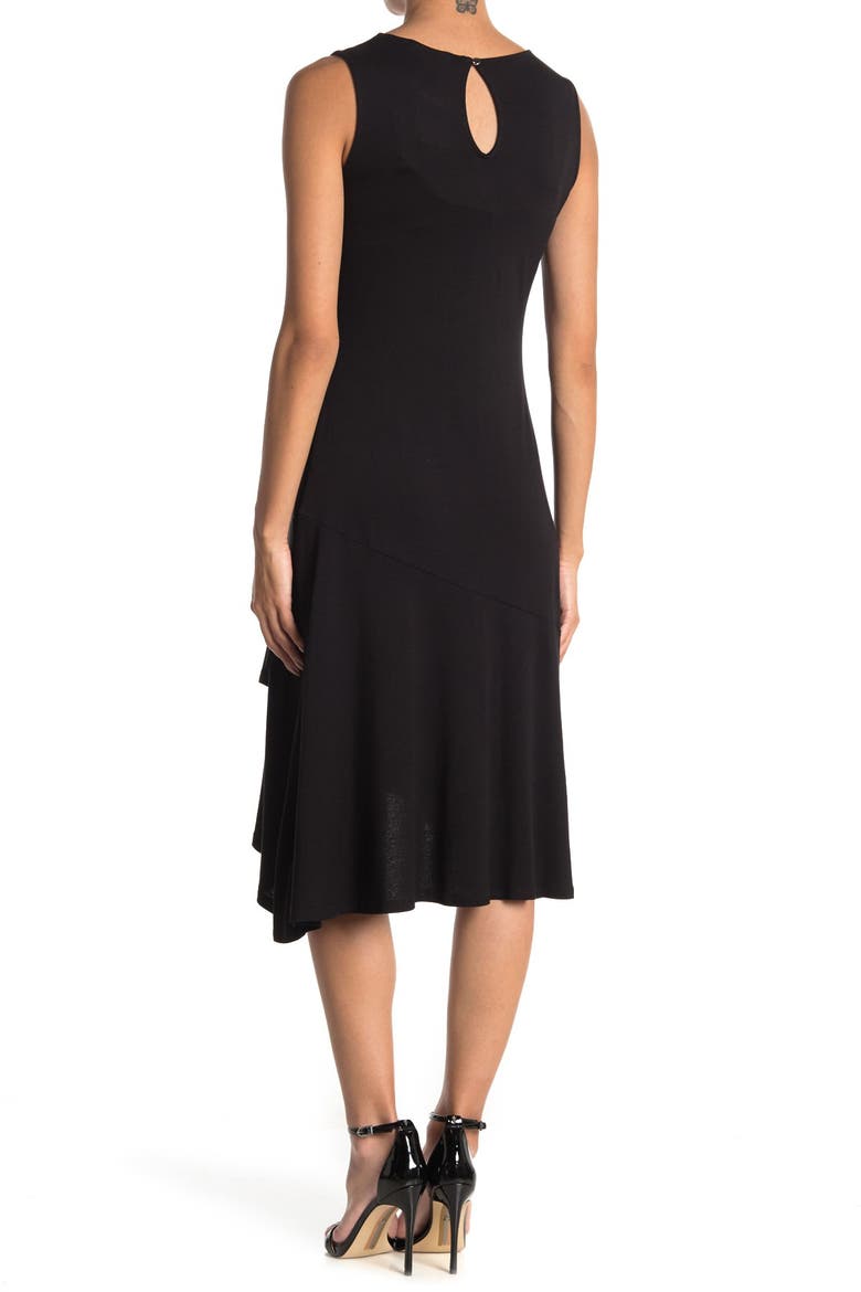 Sleeveless Asymmetrical Ruffle Hem Dress, Alternate, color, BLACK