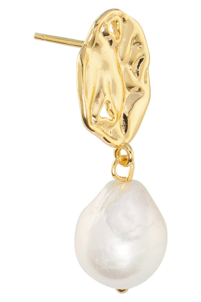 Abstract Freshwater Pearl Drop Earrings, Alternate, color, GOLD