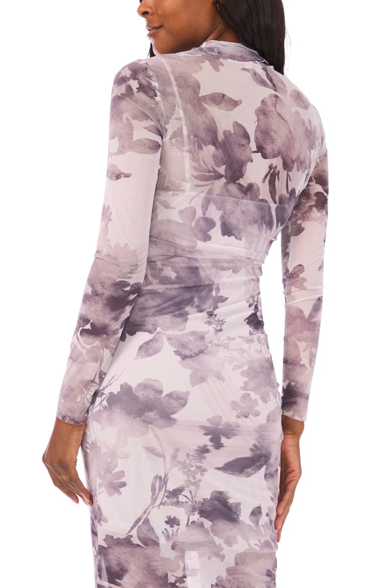 Ruched Long Sleeve Body-Con Dress, Alternate, color, GRAY DAWN