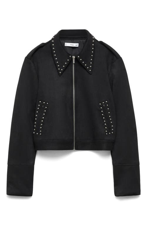 Mango Studded Jacket In Black