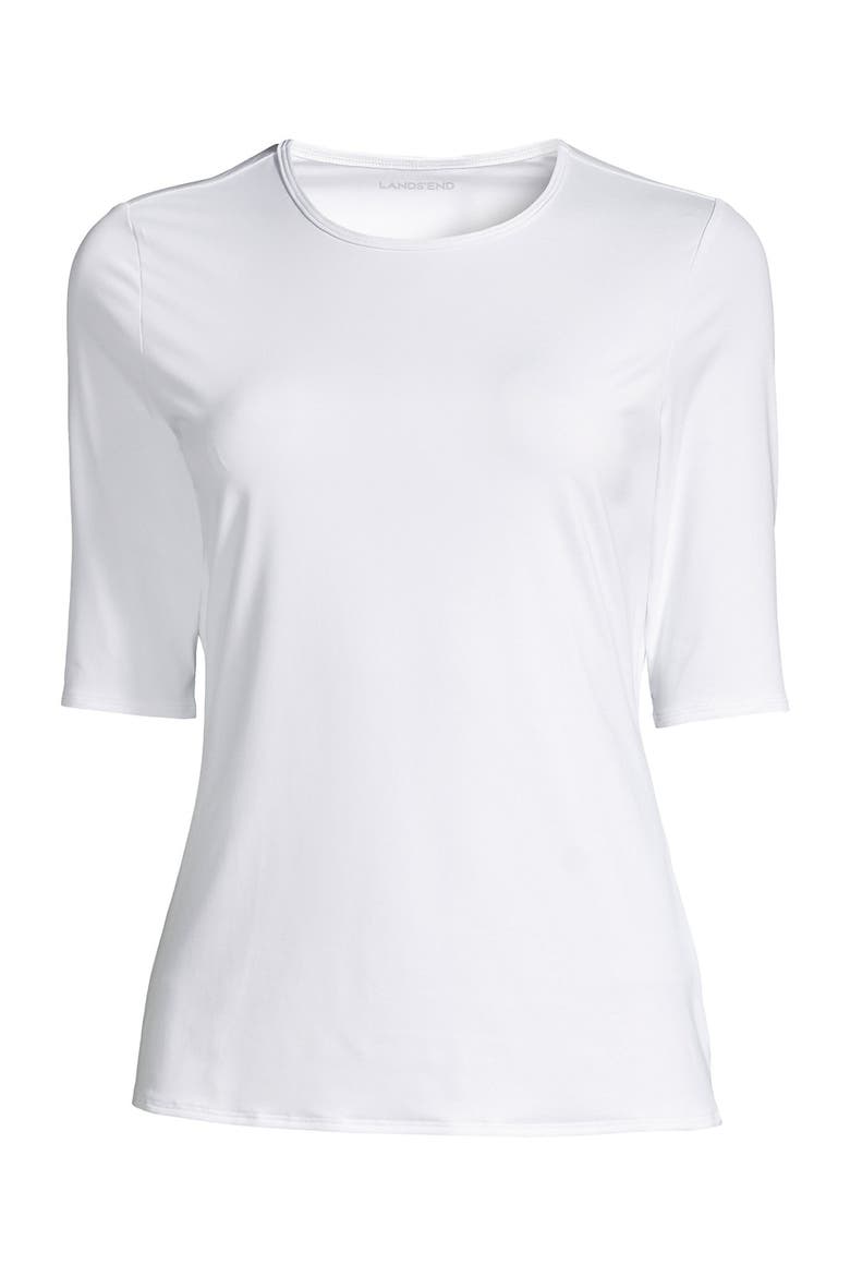 Long Crew Neck Rash Guard UPF 50 Sun Protection Swim Tee, Alternate, color, White