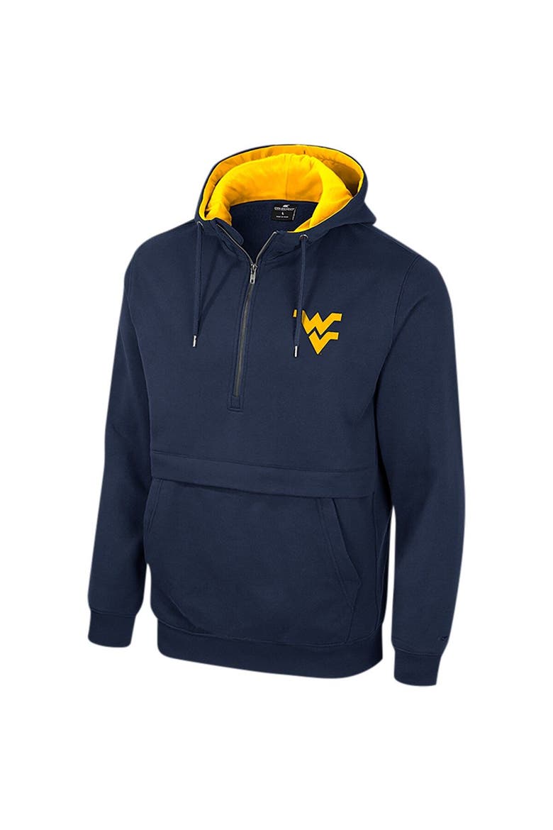 Men's Colosseum Navy West Virginia Mountaineers Half-Zip Hoodie, Alternate, color, Navy