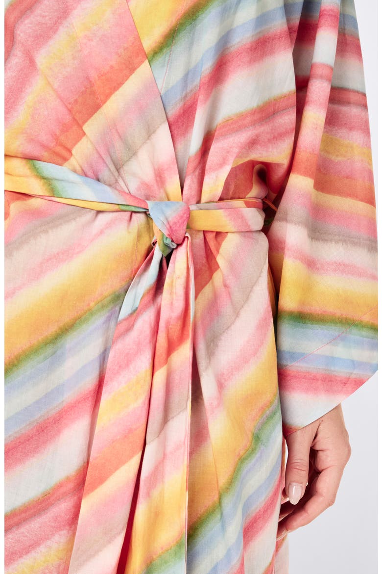 Sophie Stripe Cotton Robe, Alternate, color, SORBET PINK