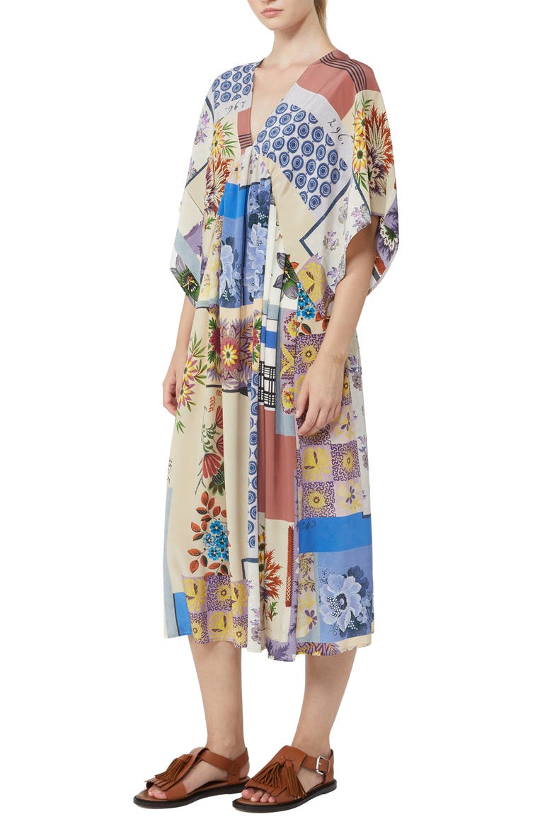 Nome Print Silk Dress, Alternate, color, MULTICOLOUR