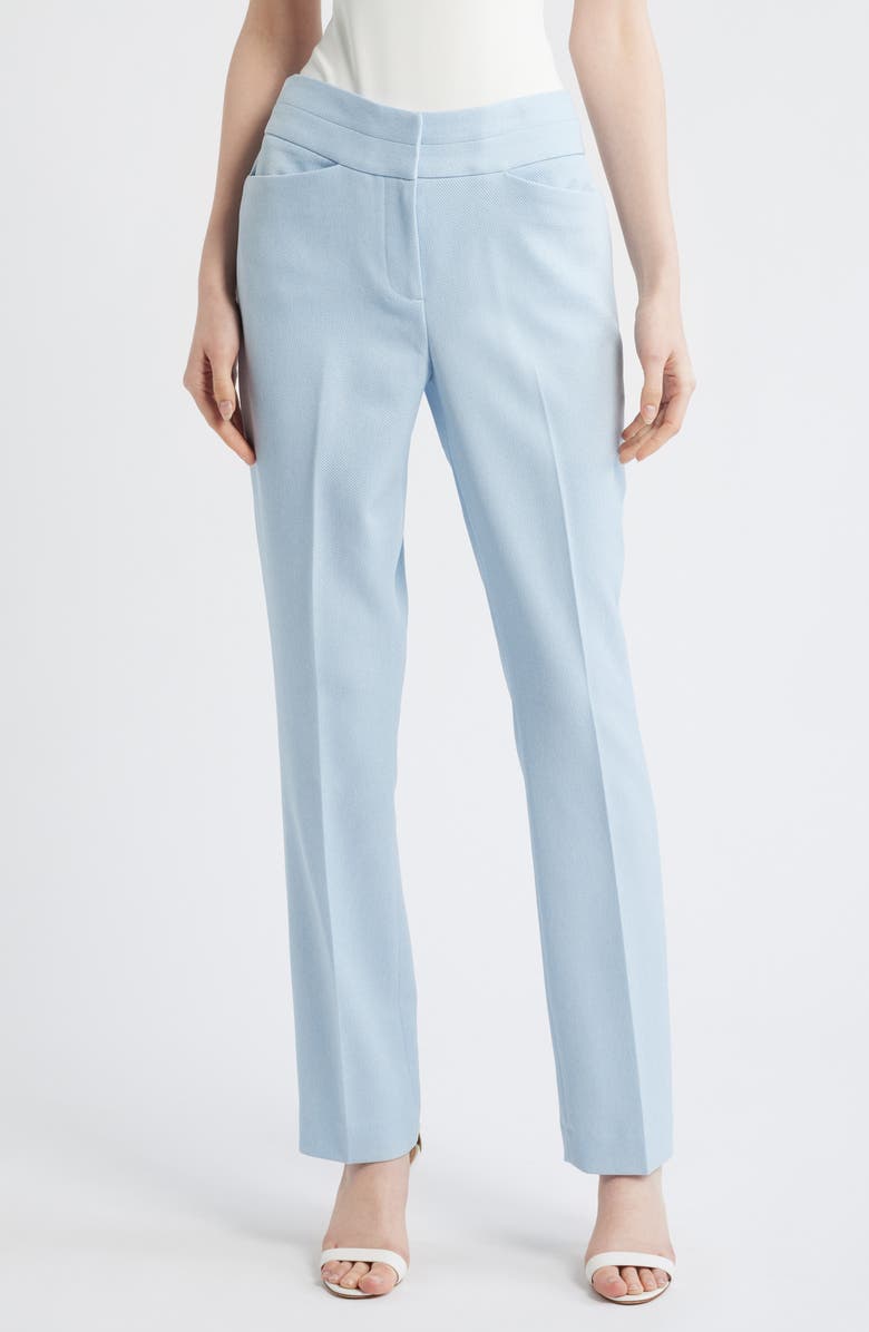 Tahari ASL Bell Bottom Pants, Main, color, Ice Blue
