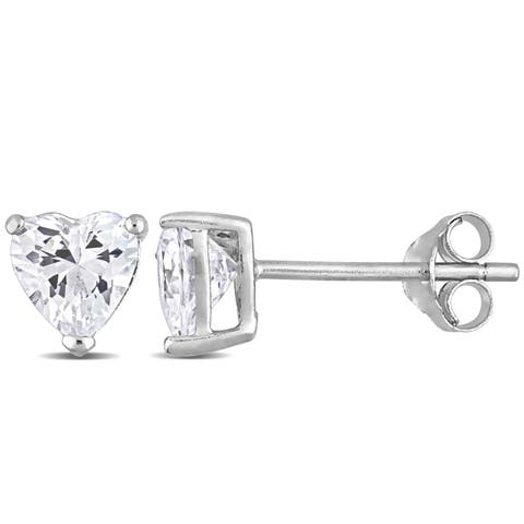 Cubic Zirconia Heart Stud Earrings