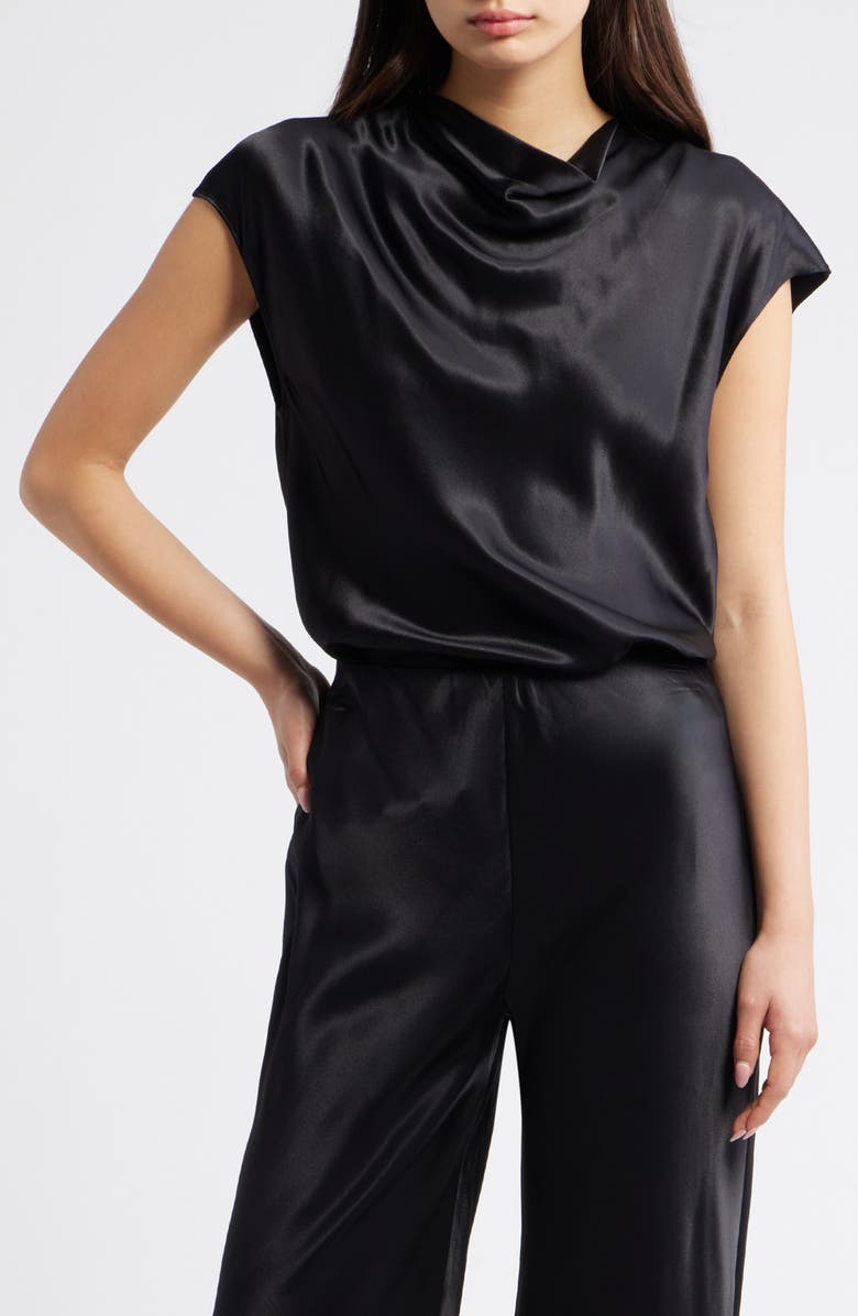 Rails Loretta Bias Cut Satin Top, Main, color, Black