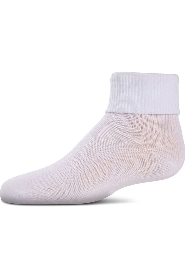 Ribbed Triple-Roll-Cuff Ankle Sock, Main, color, White
