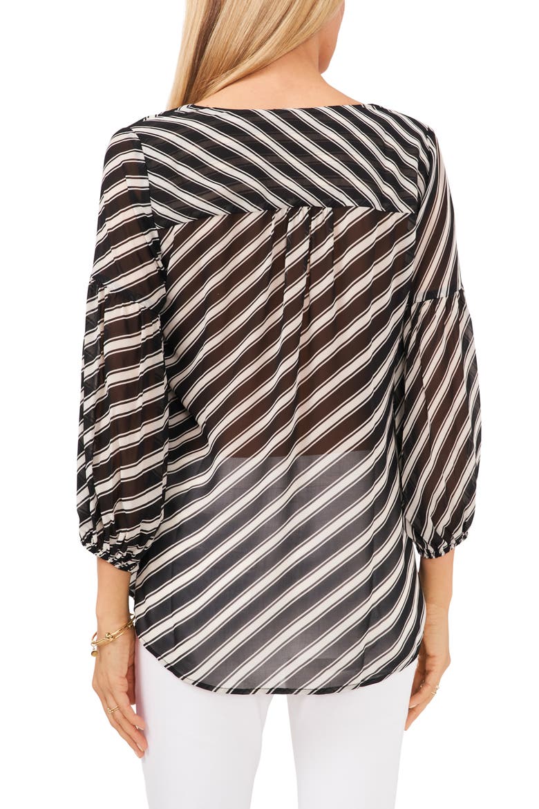 Amalfi Stripe Crossover Blouse, Alternate, color, RICH BLACK