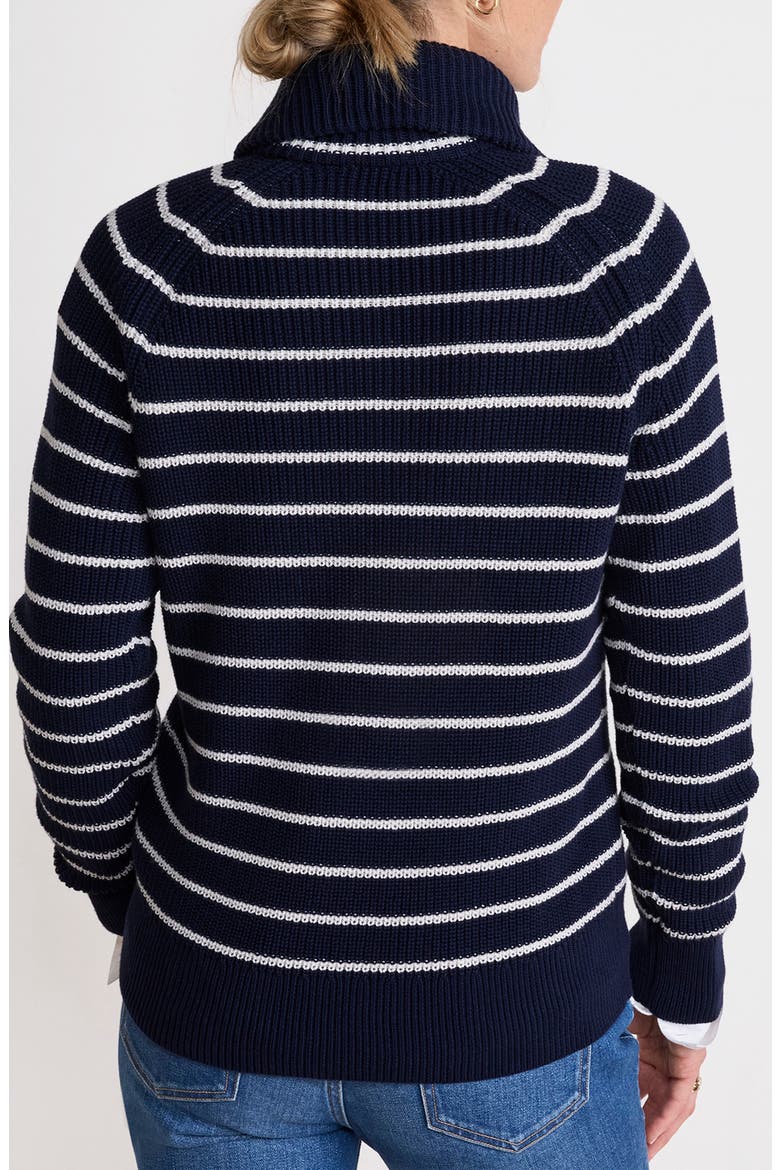 Stripe Half Button Sweater, Alternate, color, NAUTICAL NAVY