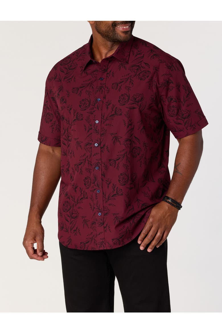 Big & Tall Tonal Floral Sport Shirt V4, Alternate, color, WINDSOR WINE