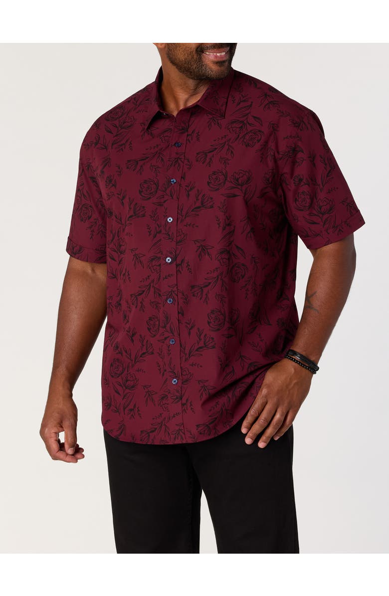 Synrgy by DXL Big & Tall Tonal Floral Sport Shirt V4, Alternate, color, Windsor Wine