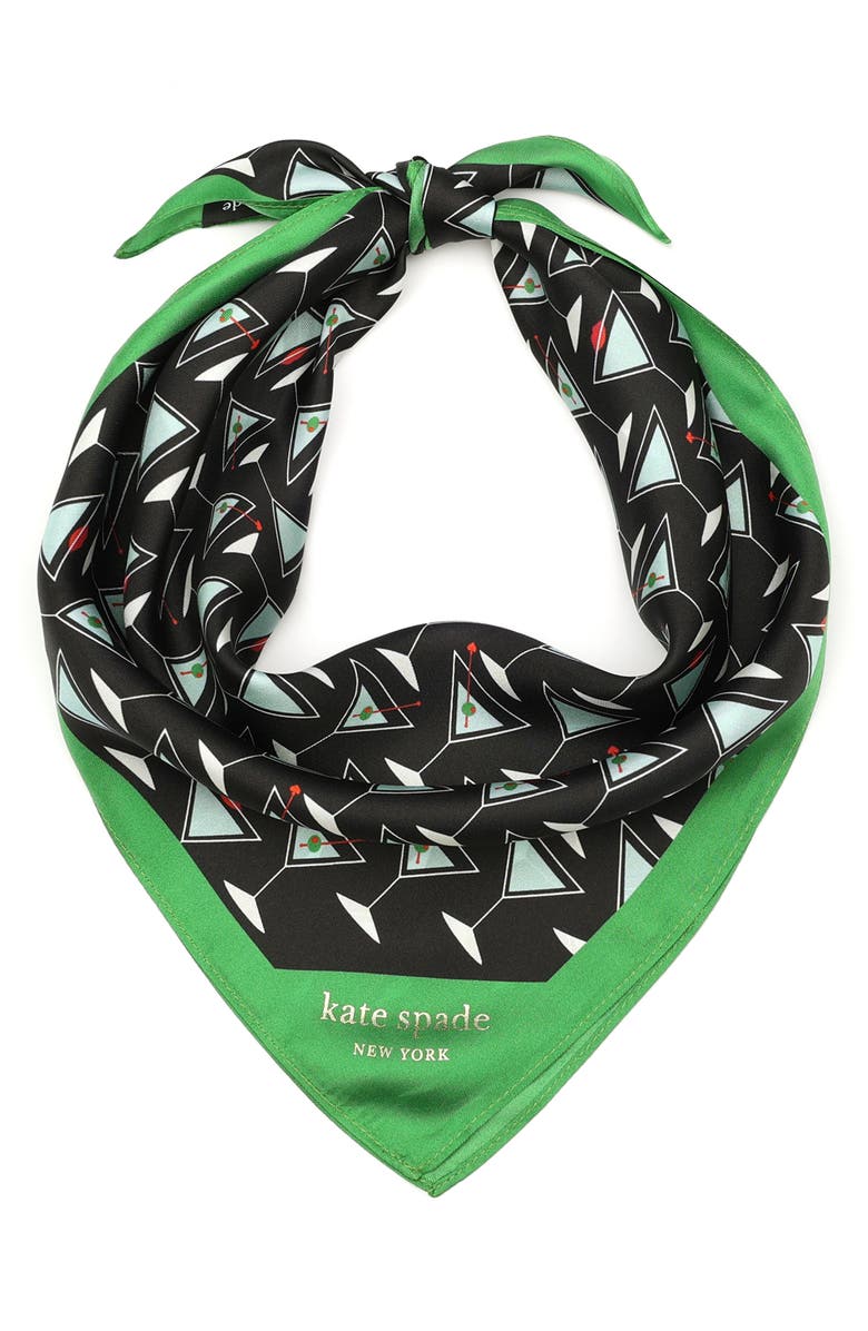 Kate Spade New York martini print silk bandana, Main, color, 