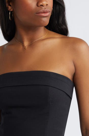 Foldover Strapless Minidress