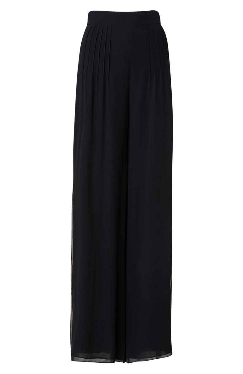 Akris Myriam Pleated High Waist Silk Georgette Wide Leg Pants, Alternate, color, 