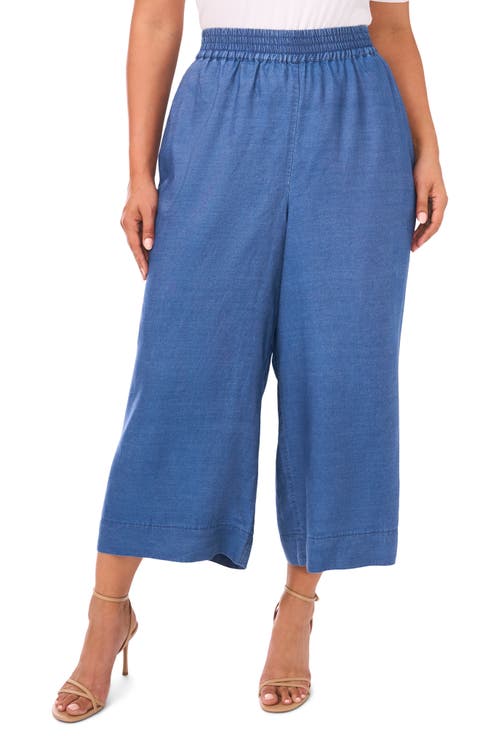 Smocked Waist Crop Wide Leg Pants (Plus)