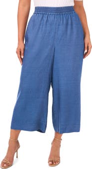 Vince Camuto Smocked Waist Crop Wide Leg Pants
