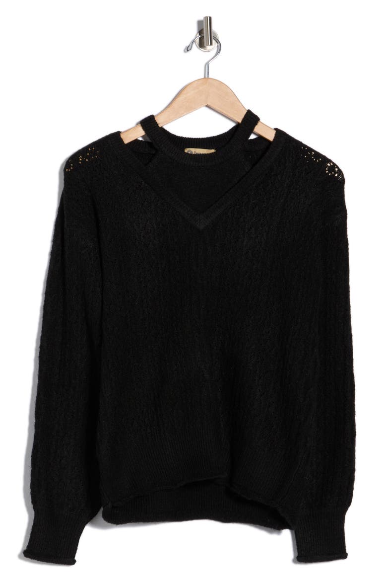 Cutout Sweater, Alternate, color, BLACK