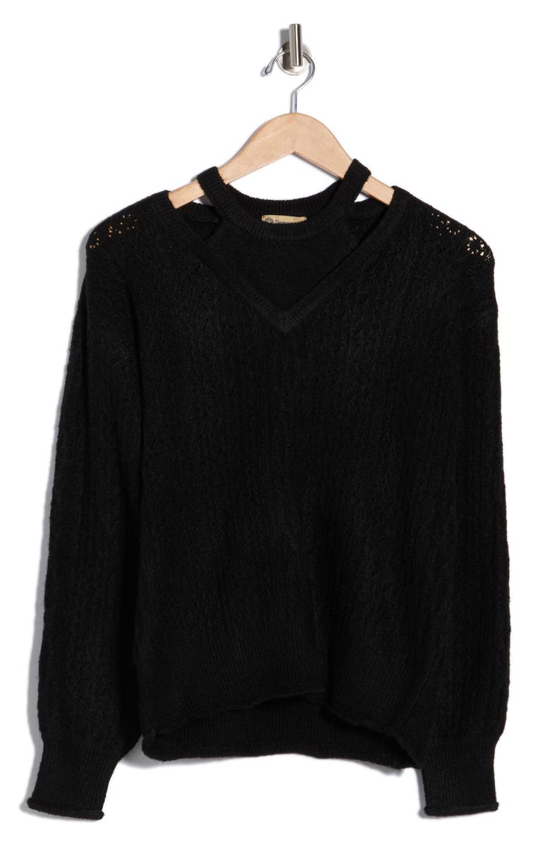 Democracy Cutout Sweater, Alternate, color, Black